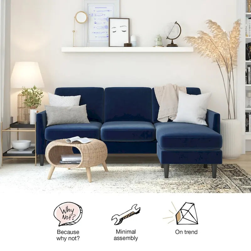 Light Gray Linen Reversible L-Shape Sectional Sofa for 3–4 People