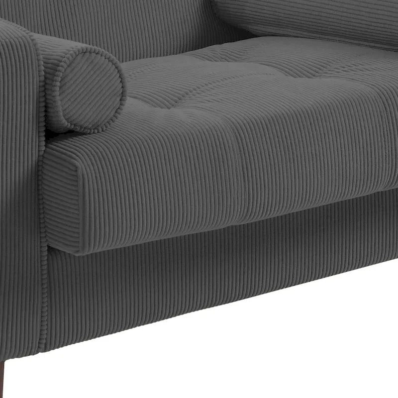 2 Pack Modern Corduroy Wide Armchair with Bolster Pillows