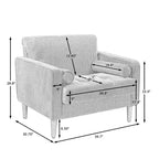 2 Pack Modern Corduroy Wide Armchair with Bolster Pillows