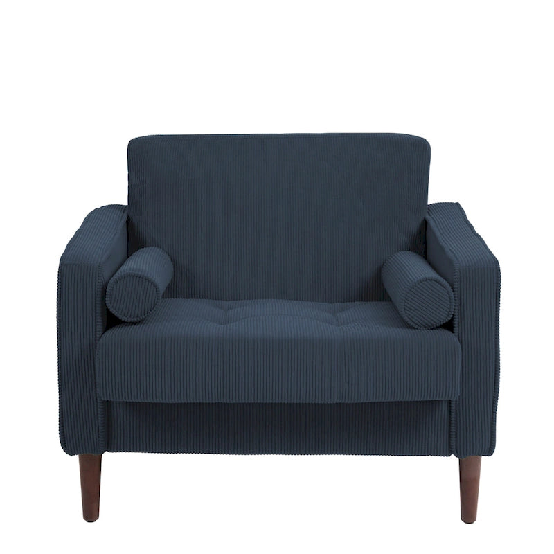 2 Pack Modern Corduroy Wide Armchair with Bolster Pillows