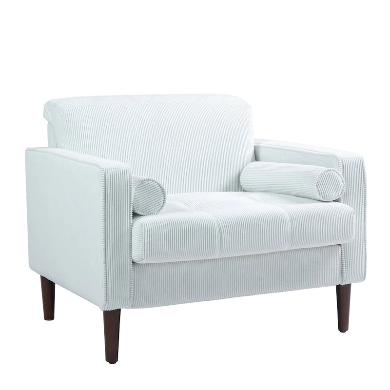 2 Pack Modern Corduroy Wide Armchair with Bolster Pillows