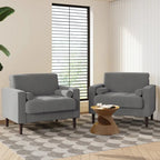 2 Pack Modern Corduroy Wide Armchair with Bolster Pillows