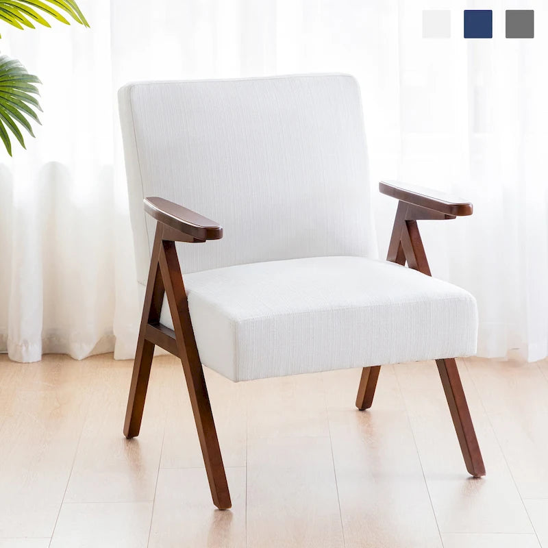 HUIMO Mid Century Modern Armchair Grey /Blue/ White Upholstered Accent Chair for Living Room, Bedroom