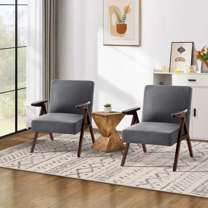 Mid Century Modern Armchair Grey /Blue/ White Upholstered Accent Chair for Living Room, Bedroom