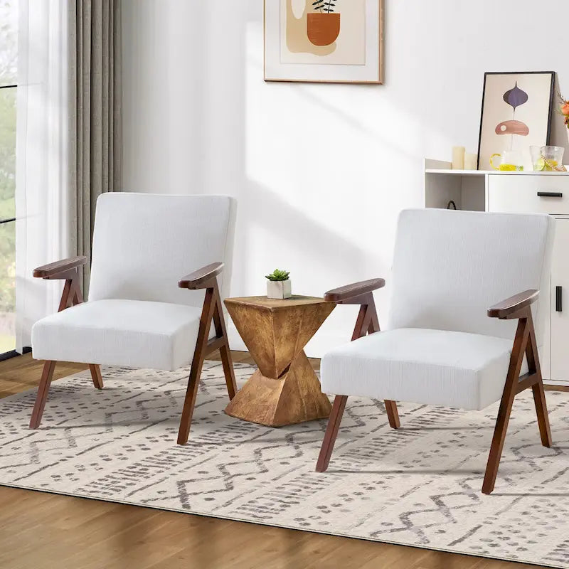 Mid Century Modern Armchair Grey /Blue/ White Upholstered Accent Chair for Living Room, Bedroom