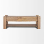 Light Brown Solid Mango Wood Media Console with 2 Drawers