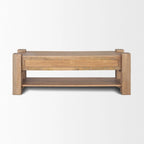 Light Brown Solid Mango Wood Media Console with 2 Drawers