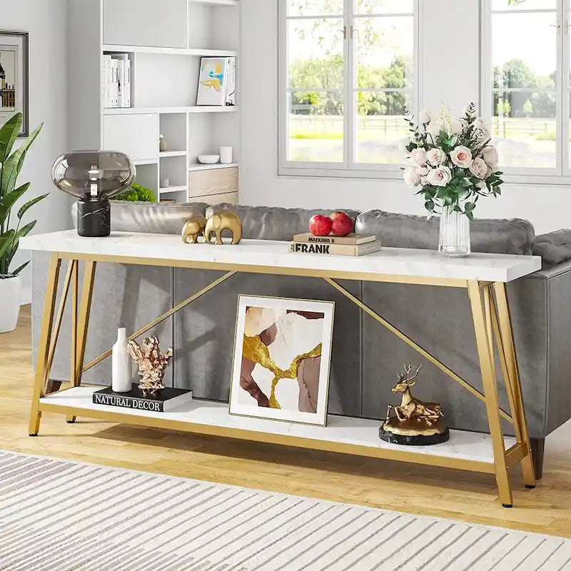 Industrial Wood Console Sofa Table for Entryway Hallway