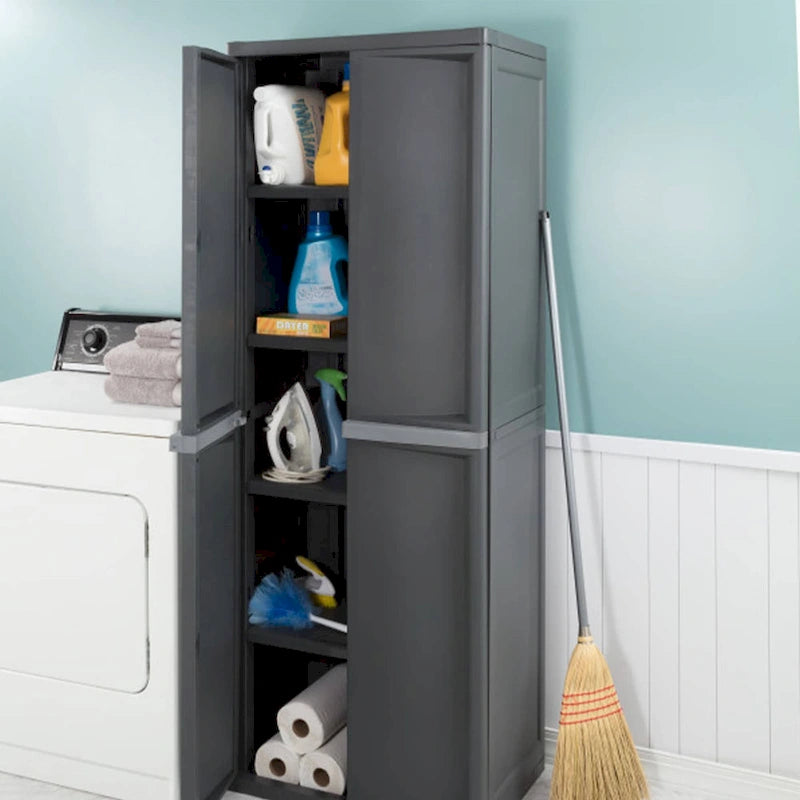 Gray 4-Shelf Storage Cabinet with Doors, 2-Pack