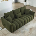 Upholstered Teddy Fabric Sofa with 3 Pillows and Solid Wood Frame