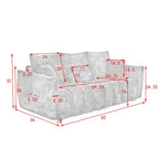 Upholstered Teddy Fabric Sofa with 3 Pillows and Solid Wood Frame