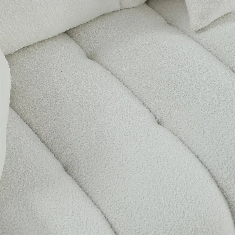 Upholstered Teddy Fabric Sofa with 3 Pillows and Solid Wood Frame