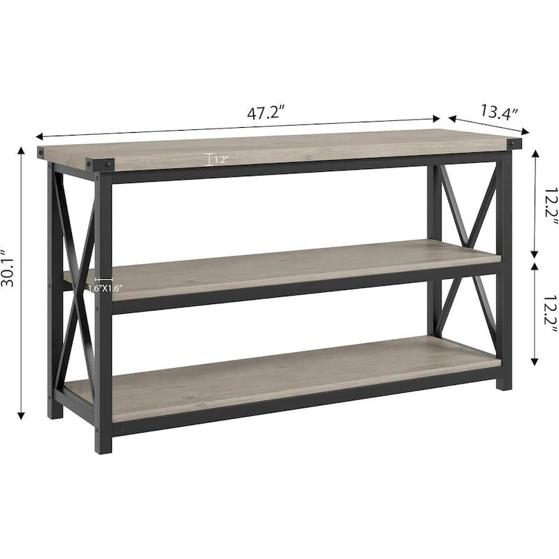 47.2 3 Tier Narrow Entryway Table, Console Table with Metal Frame