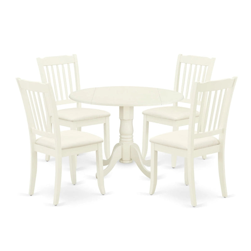 Mahogany / Linen White Rubberwood Dining Set – X-Back or Slatted, Seats 2–4