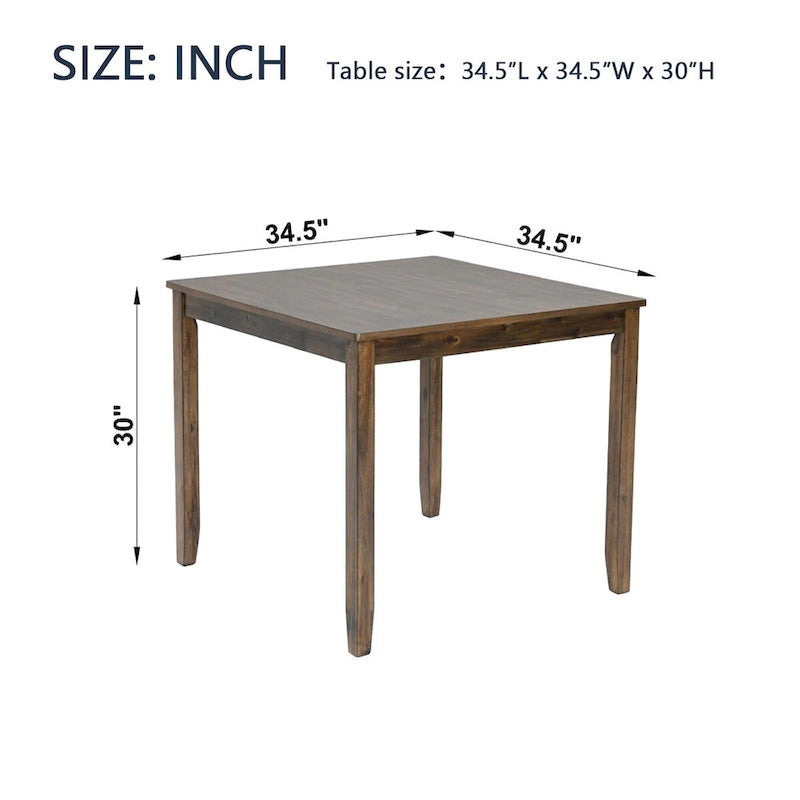 Wooden Dining Square Table, Kitchen Table for Small Space, 4 Person Dining Table