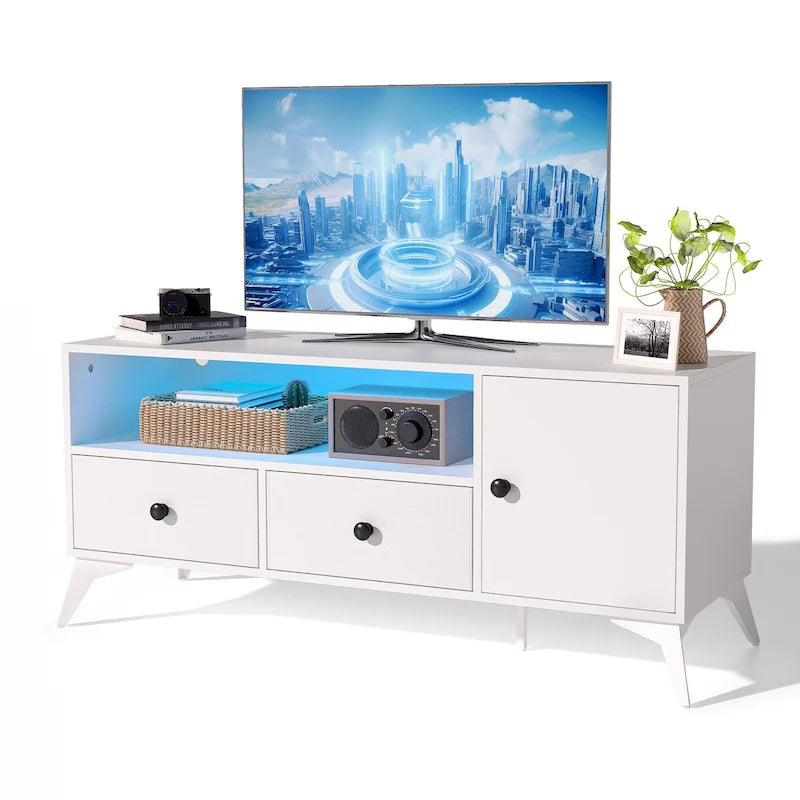 TV Stand Console Table LED Light Cabinet Open Media Storage Gaming Entertainment Center - 47.24 L x 15.74 W x 20.47 H