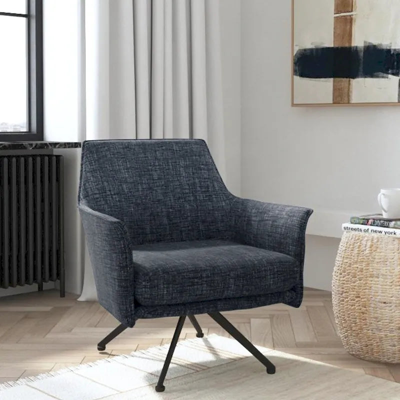 Gray Polyester Swivel Accent Chair, Single Seat