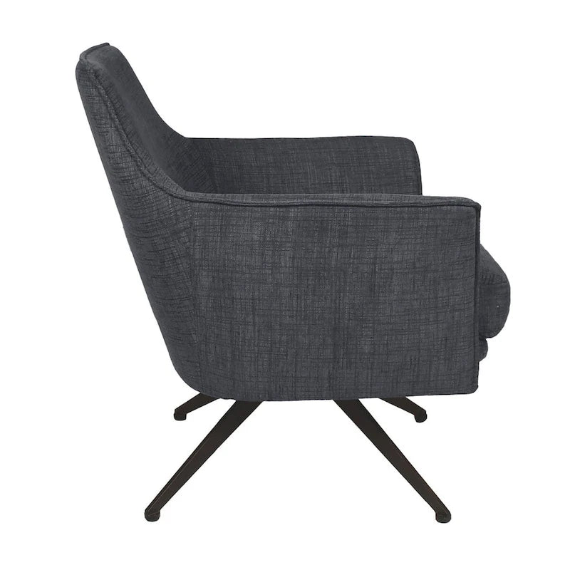 Gray Polyester Swivel Accent Chair, Single Seat