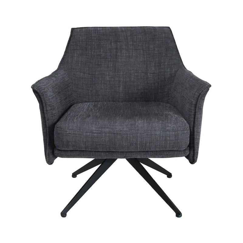 Gray Polyester Swivel Accent Chair, Single Seat