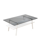 Rectangle Coffee Table,Tempered Glass Tabletop with Metal Legs,Modern Table for Living Room,Glass