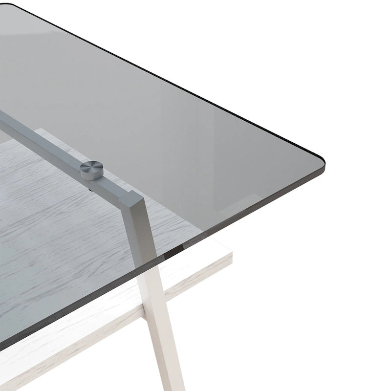 Rectangle Coffee Table,Tempered Glass Tabletop with Metal Legs,Modern Table for Living Room,Glass