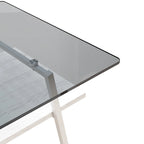 Rectangle Coffee Table,Tempered Glass Tabletop with Metal Legs,Modern Table for Living Room,Glass
