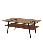 Rectangle Coffee Table,Tempered Glass Tabletop with Metal Legs,Modern Table for Living Room,Glass