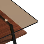 Rectangle Coffee Table,Tempered Glass Tabletop with Metal Legs,Modern Table for Living Room,Glass