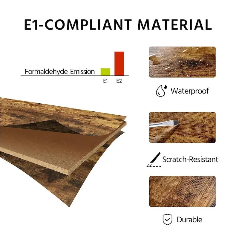 Brown & Black Industrial TV Stand, 5-Compartment, Fits up to 65" TV, 1-Person Assembly