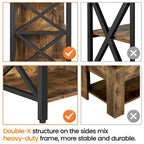 Brown & Black Industrial TV Stand, 5-Compartment, Fits up to 65" TV, 1-Person Assembly