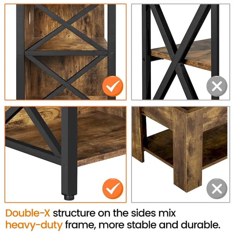 Brown & Black Industrial TV Stand, 5-Compartment, Fits up to 65" TV, 1-Person Assembly