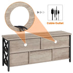 Brown & Black Industrial TV Stand, 5-Compartment, Fits up to 65" TV, 1-Person Assembly