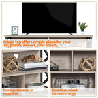 Brown & Black Industrial TV Stand, 5-Compartment, Fits up to 65" TV, 1-Person Assembly
