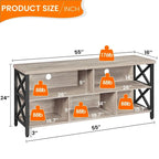Brown & Black Industrial TV Stand, 5-Compartment, Fits up to 65" TV, 1-Person Assembly