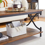Modern 3-piece Coffee Table, Sofa Table & 1-drawer Nightstand Set of 2(Brown/Black/White)