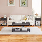 Modern 3-piece Coffee Table, Sofa Table & 1-drawer Nightstand Set of 2(Brown/Black/White)