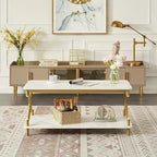 Modern 3-piece Coffee Table, Sofa Table & 1-drawer Nightstand Set of 2(Brown/Black/White)