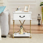 Modern 3-piece Coffee Table, Sofa Table & 1-drawer Nightstand Set of 2(Brown/Black/White)