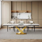 94.48 Modern Extendable Rectangular Sintered Stone Dining Table For 8 person