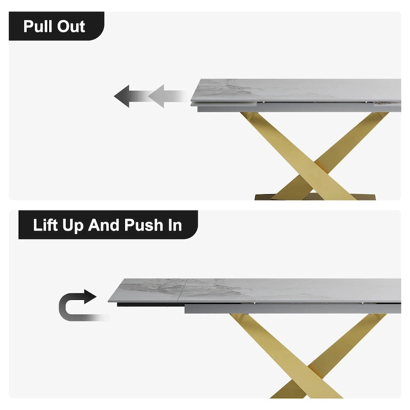 94.48 Modern Extendable Rectangular Sintered Stone Dining Table For 8 person