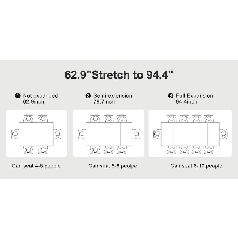 94.48 Modern Extendable Rectangular Sintered Stone Dining Table For 8 person