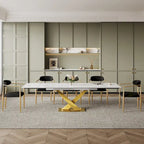 94.48 Modern Extendable Rectangular Sintered Stone Dining Table For 8 person