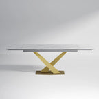 94.48 Modern Extendable Rectangular Sintered Stone Dining Table For 8 person