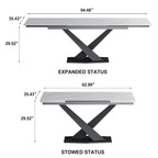 94.48 Modern Extendable Rectangular Sintered Stone Dining Table For 8 person