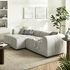 Left-Facing Fabric Modular Sectional Sofa with Chaise | Linen / Pewter / Mocha | 2-Seat