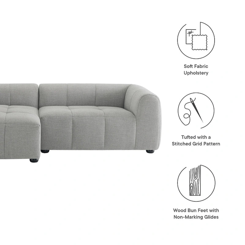 Left-Facing Fabric Modular Sectional Sofa with Chaise | Linen / Pewter / Mocha | 2-Seat