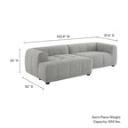 Left-Facing Fabric Modular Sectional Sofa with Chaise | Linen / Pewter / Mocha | 2-Seat