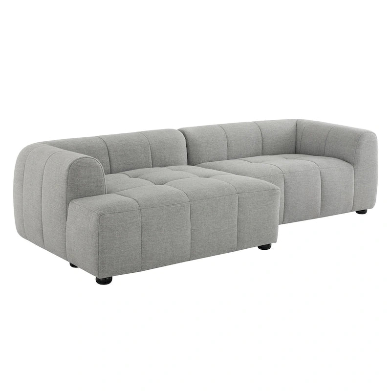 Left-Facing Fabric Modular Sectional Sofa with Chaise | Linen / Pewter / Mocha | 2-Seat