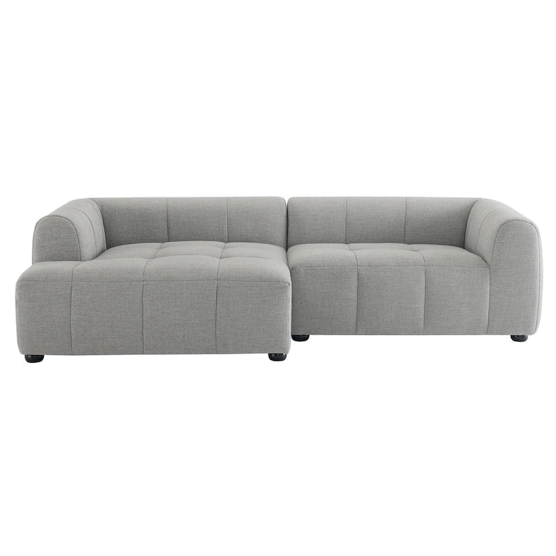 Left-Facing Fabric Modular Sectional Sofa with Chaise | Linen / Pewter / Mocha | 2-Seat