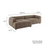 Left-Facing Fabric Modular Sectional Sofa with Chaise | Linen / Pewter / Mocha | 2-Seat